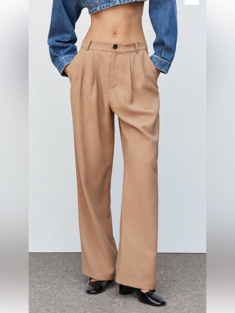 Mango WIDE-LEG PLEATED TROUSERS
